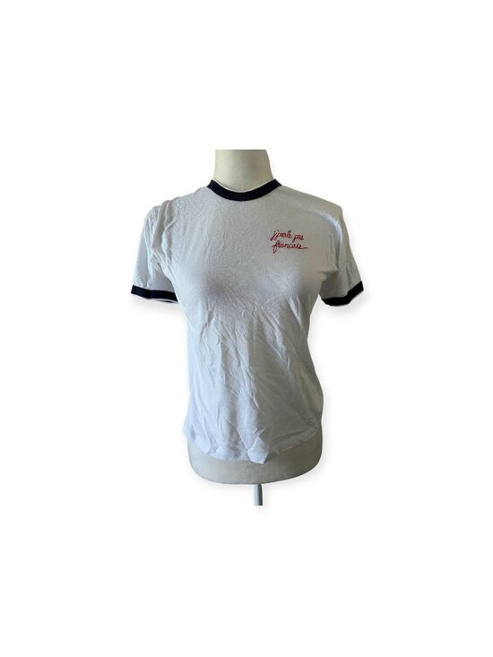 La Ligne Tops - La Ligne Embroidered "J'parle pas français" Ringer Tee Listing SZ M